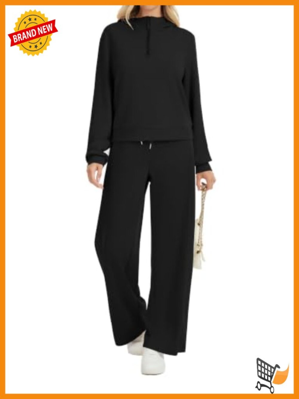 Women's 2 Piece Half Zip Pullover Wide Leg Lounge Set